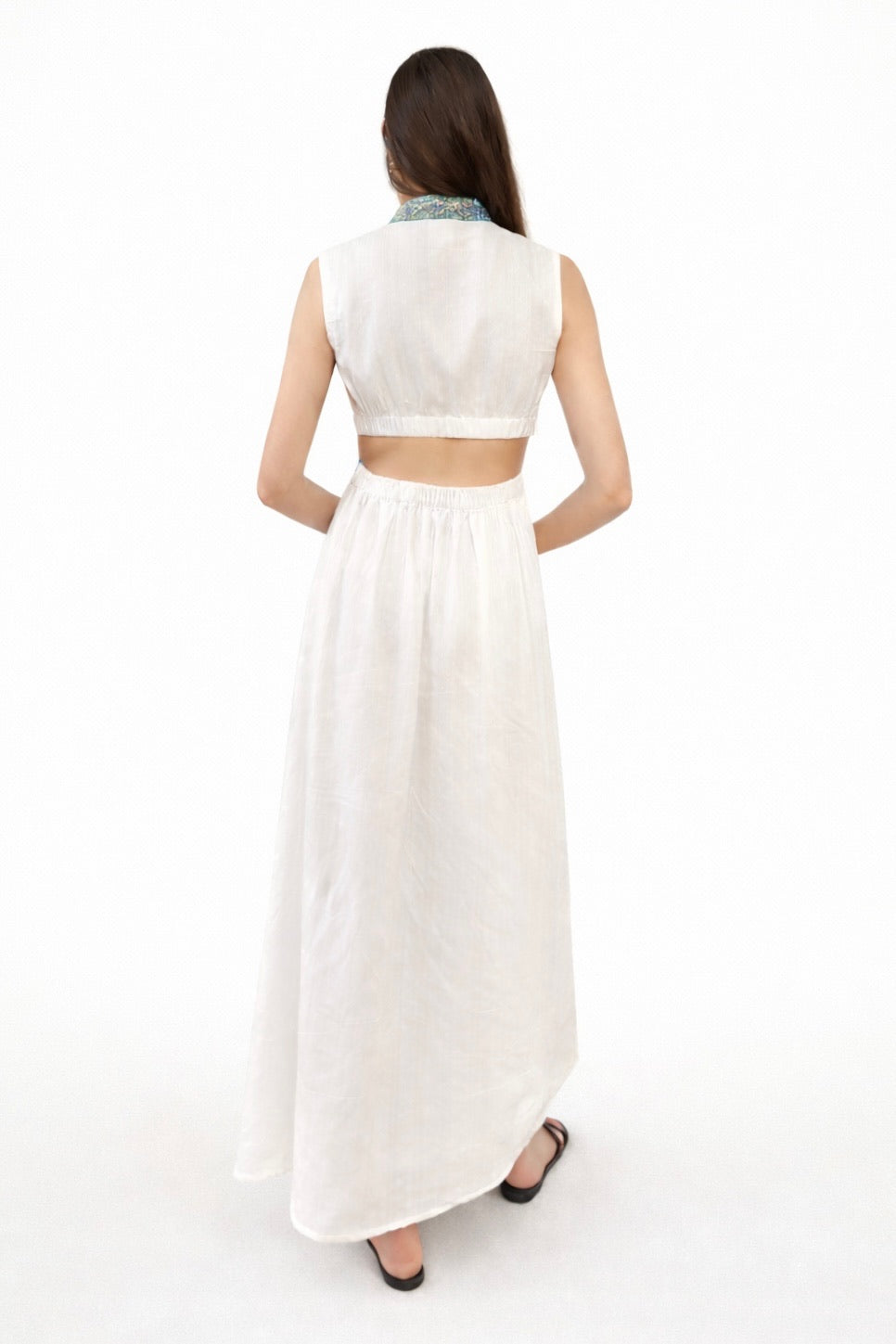 White Border Detail Wrap Dress