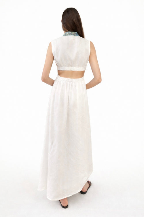 White Border Detail Wrap Dress