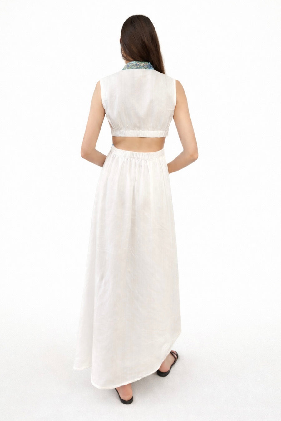 White Border Detail Wrap Dress