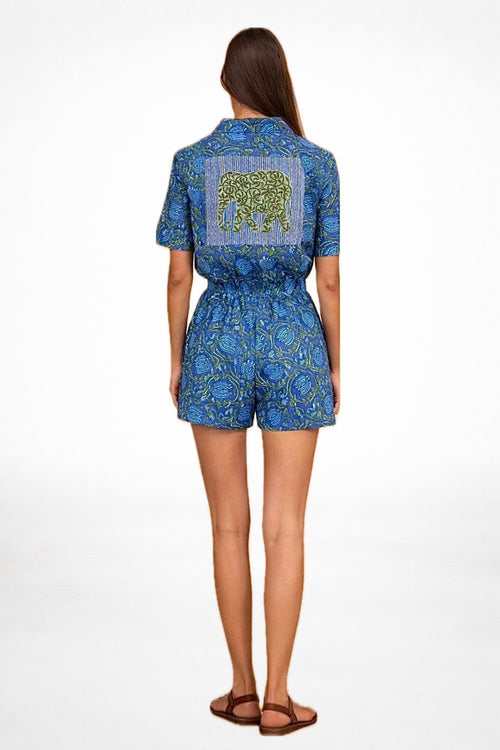 Azure Bloom Printed Romper